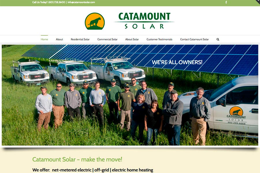 Website for Catamount Solar of Vermont – design by The Imagination Company