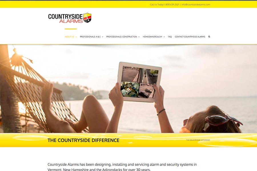 Website for Countryside Alarms of Vermont – design by The Imagination Company