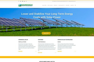 Website for Norwich Solar Technologies of Vermont – design by The Imagination Company