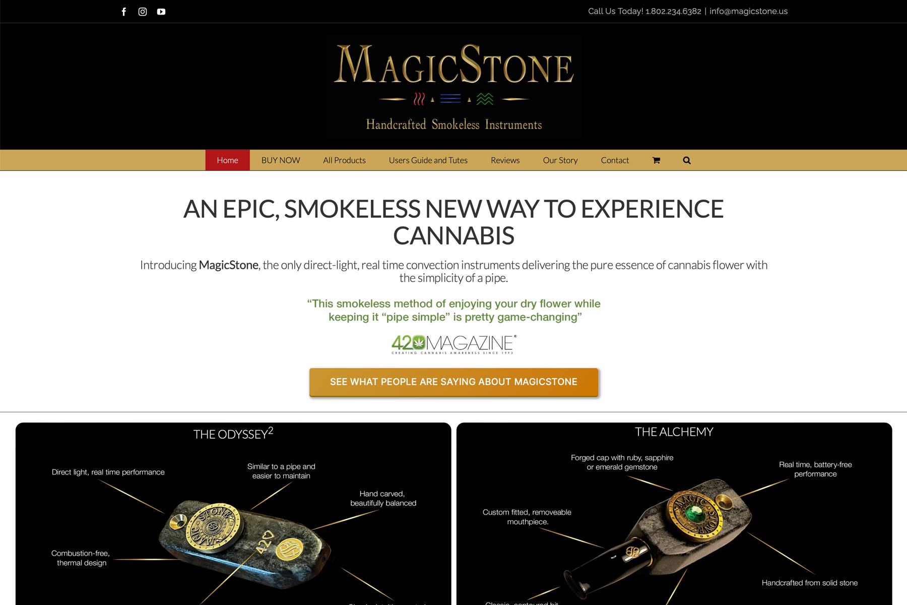 MagicStone Handcrafted Smokeless instruments home page