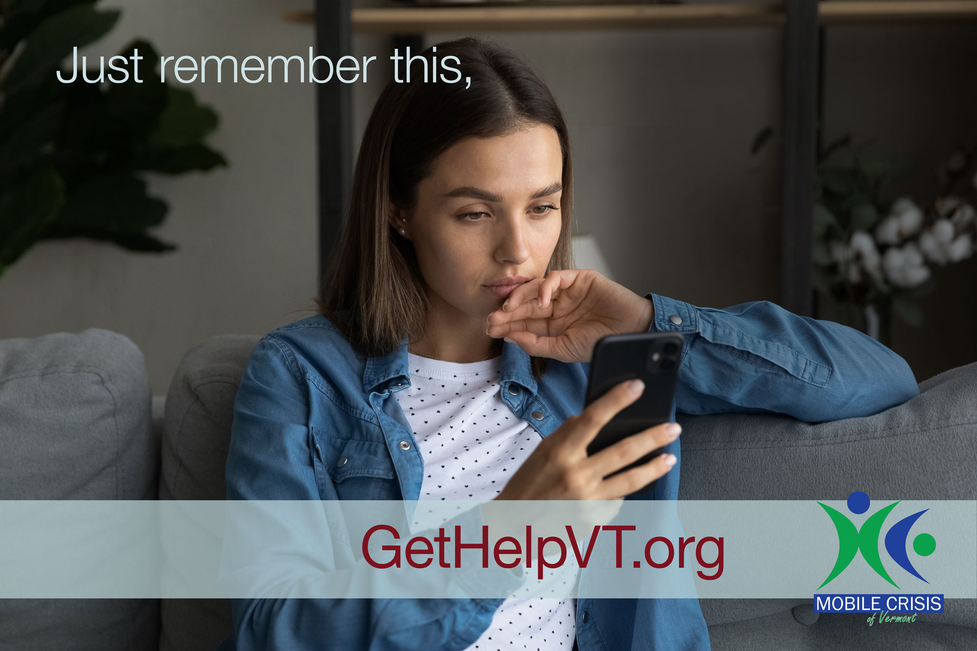 Digital ad for GetHelpVT.org, a mobile crisis response program for Vermonters experiencing a mental health crisis.