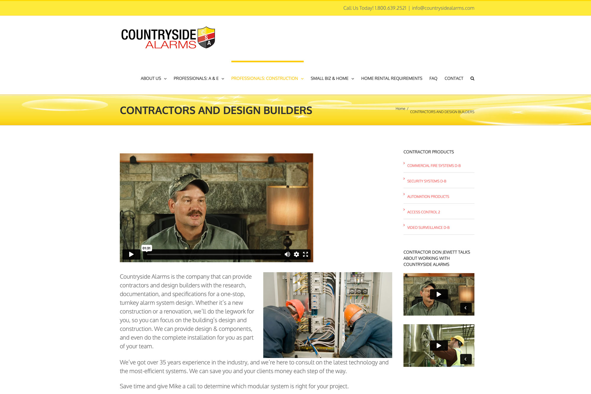 Architects section of Countryside Alarms' website