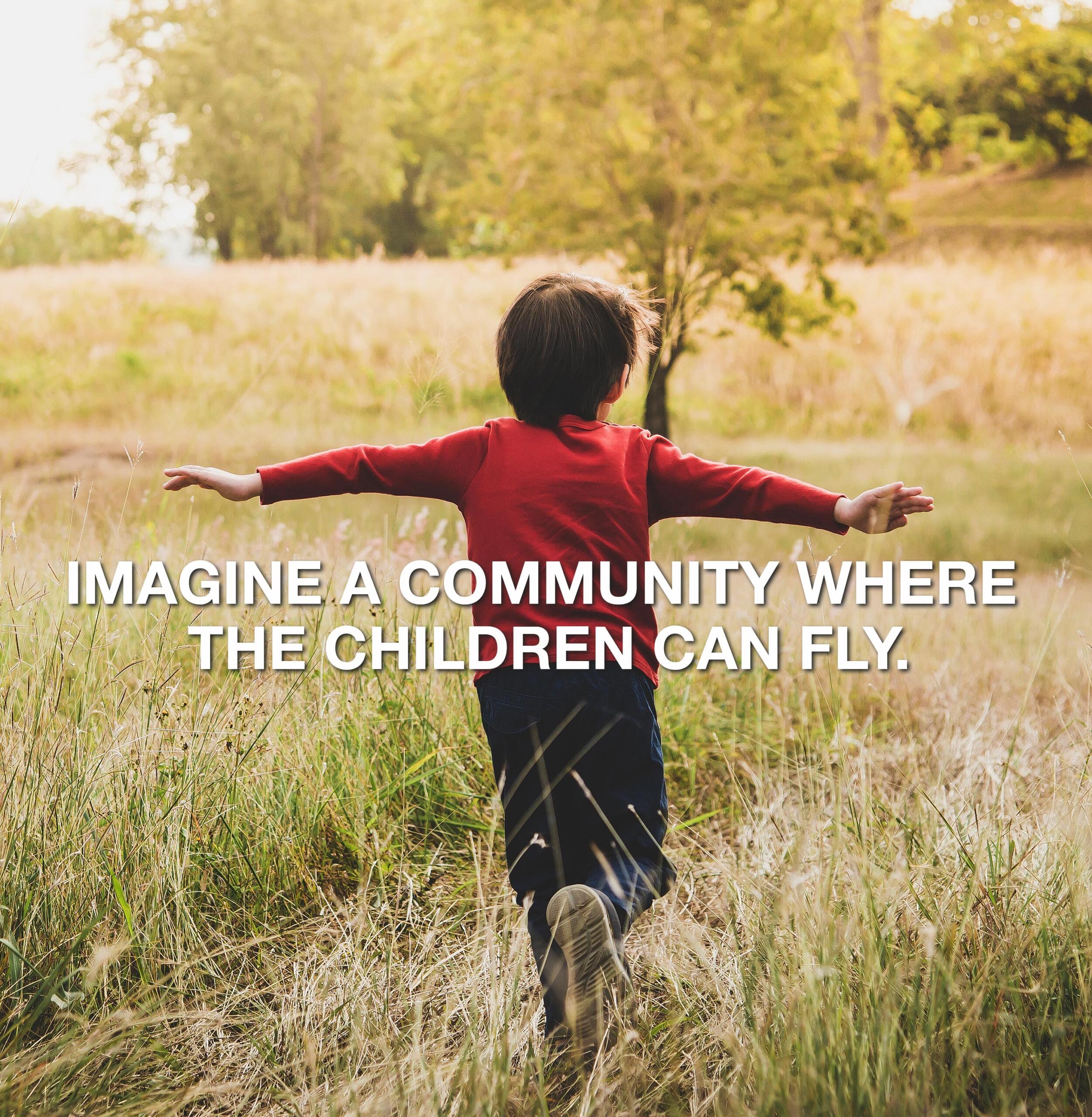 "Imagine a community where the children can fly" digital ad for the Greater Barre region of Vermont