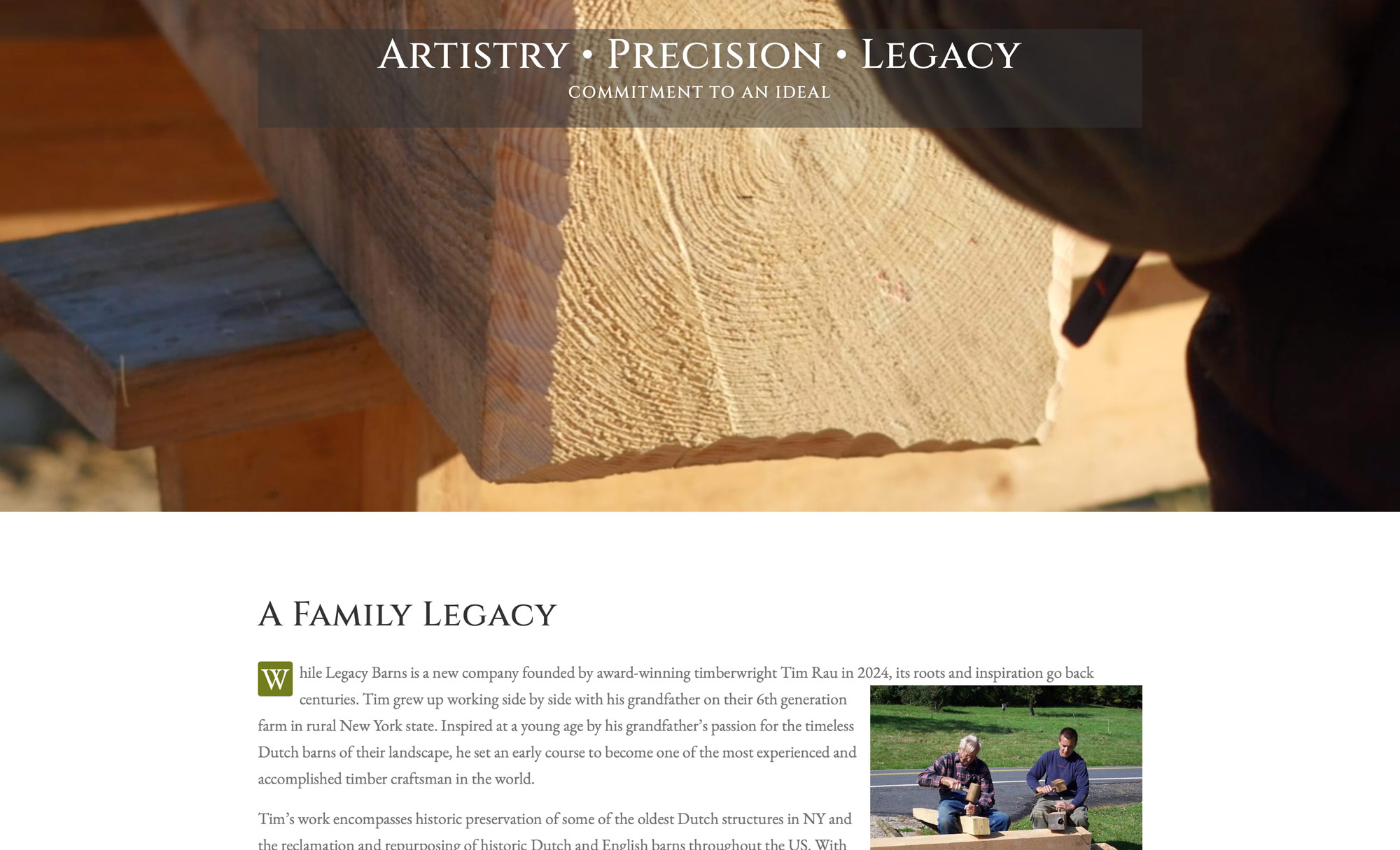 Legacy Barns new website design by The Imagination Company